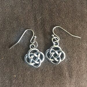 Elegant Silver Tone Celtic Knot Earrings